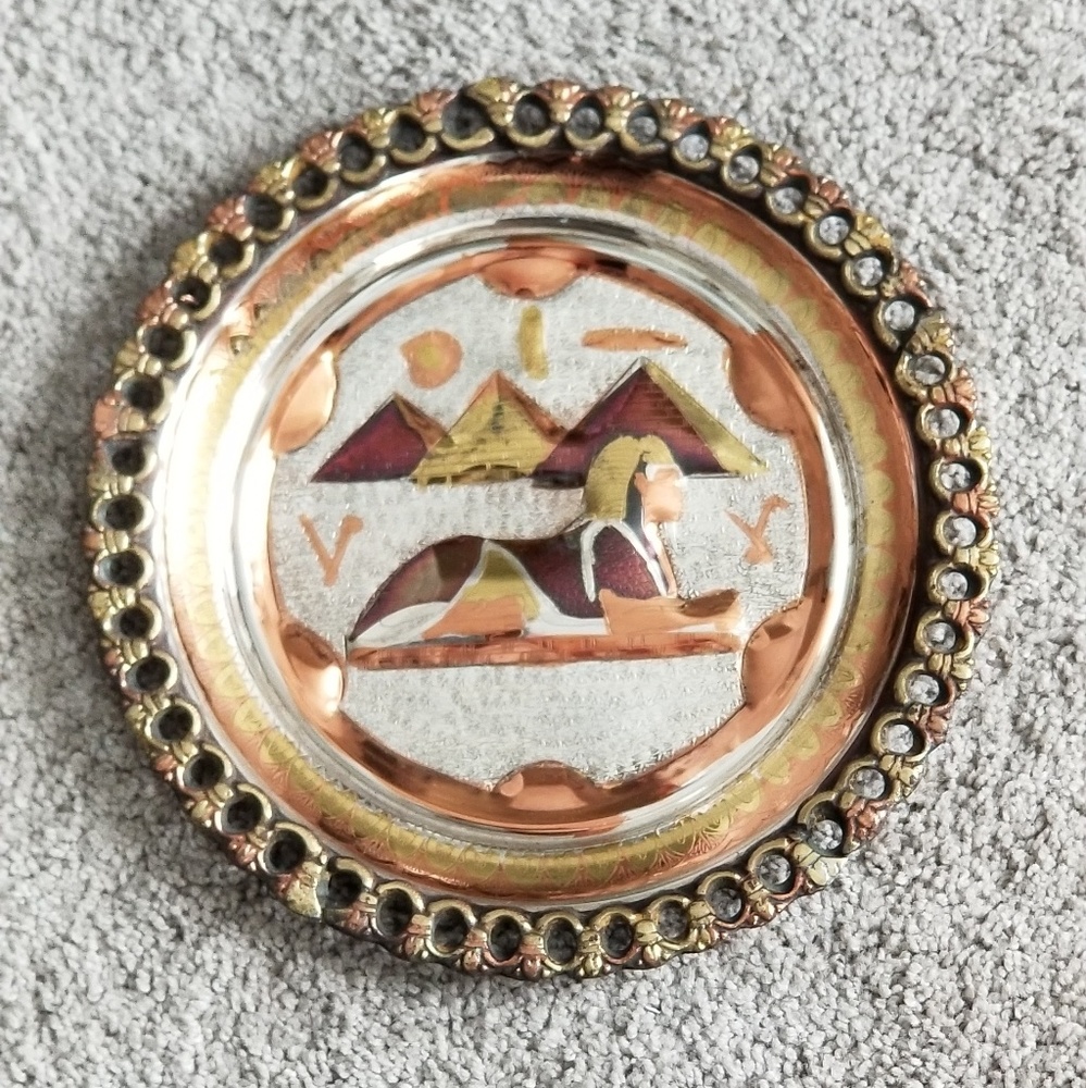 Hand Painted Copper Plate, Piramids of Egy…